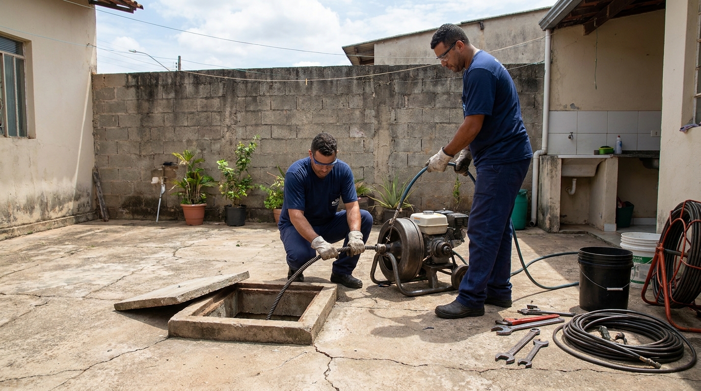 Desentupimento de esgoto residencial em Porto Alegre‑RS